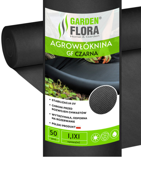 Agrowłóknina Czarna 50g/m2 UV 1,1m x 1mb GF Agro Agrowłóknina Czarna 50g/m2 UV 1,1m x 1mb GF Agro