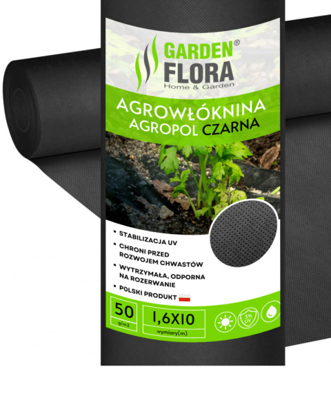 Agrowłóknina Czarna 50g/m2 UV 1,6m x 10mb AgroPol