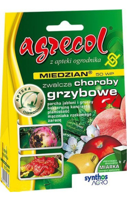 Miedzian 50 WP 50g Fungicyd Środek Grzybobójczy Do Zwalczania Chorób Grzybowych w Uprawach Roślin Agrecol