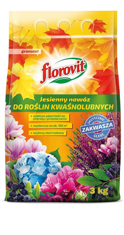 Nawóz Do Roślin Kwaśnolubnych Jesienny Mineralny Granulat 3kg Florovit Nawóz Do Roślin Kwaśnolubnych Jesienny Mineralny Granulat 3kg Florovit
