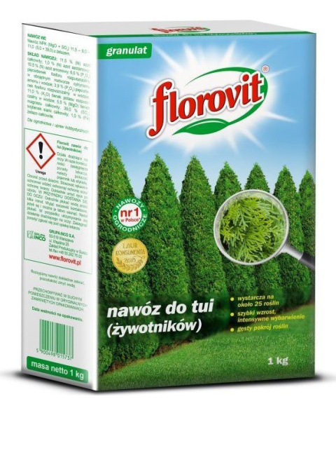 Nawóz Do Tui Żywotników Mineralny Granulat 1kg Florovit Nawóz Do Tui Żywotników Mineralny Granulat 1kg Florovit