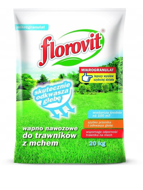 Wapno Nawozowe Do Trawy z Mchem Granulat 20kg Florovit