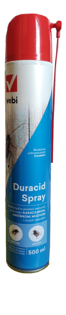 Duracid Spray Środek Owadobójczy Na Karaczany Mrówki Muchy Komary i Osy 500ml vebi