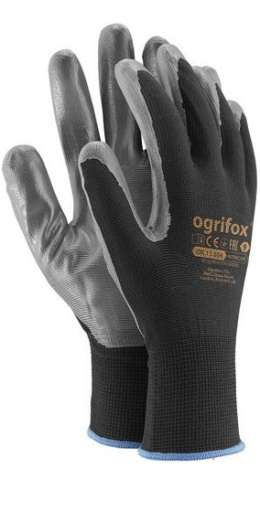 Rękawice Ochronne z Poliestru Powlekane Nitrylem Typu Smooth S-(7) OX-NITRICAR Ogrifox