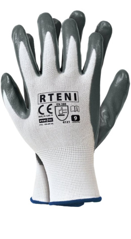 Rękawice Ochronne z Poliestru Powlekane Nitrylem (RTENI10)