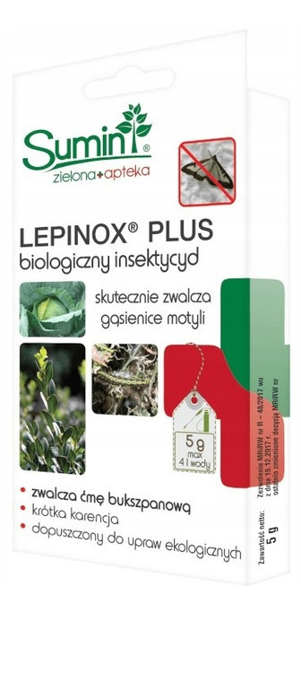 Lepinox Plus 15g Środek Do Zwalczania Ćmy Bukszpanowej i Gąsenic Motyli w Uprawach Roślin Sumin