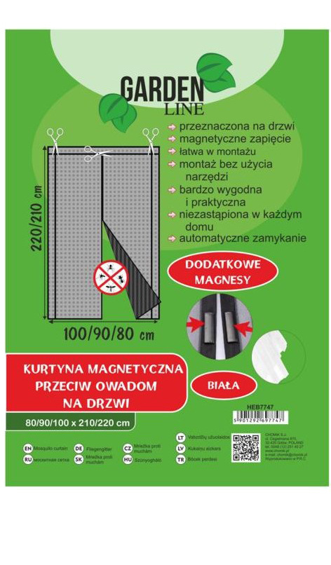 Moskitiera Siatka Przeciw Owadom Do Drzwi 100cm x 200cm Biała Garden Line Moskitiera Siatka Przeciw Owadom Do Drzwi 100cm x 200cm Biała Garden Line