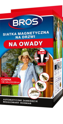 Moskitiera Siatka Przeciw Owadom Do Drzwi 100cm x 220cm Czarna BROS