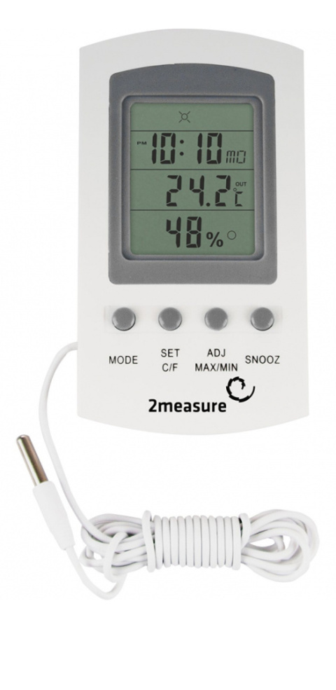 Stacja Pogodowa Elektroniczna Termometr Higrometr Wewnętrzny z Sondą Zewnętrzną Temperatury 170601 2measure