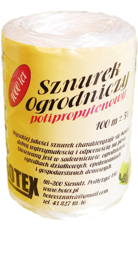 Sznurek Ogrodniczy TEX 1000 Polipropylenowy UV 100mb Botex Sznurek Ogrodniczy TEX 1000 Polipropylenowy UV 100mb Botex