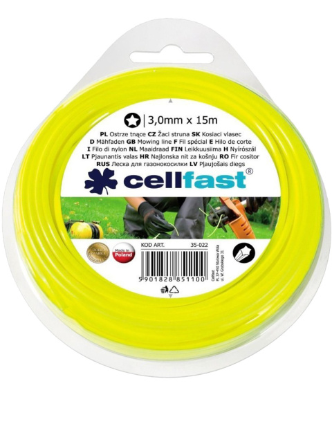 Żyłka do Podkaszarek Gwiazdka 3,0mm x 15mb Cellfast