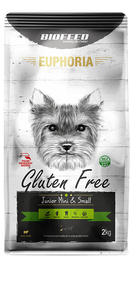 Karma Sucha Dla Psa Bezglutenowa z Jagnięciną Euphoria Gluten Free Junior Mini & Small 2kg Biofeed Karma Sucha Dla Psa Bezglutenowa z Jagnięciną Euphoria Gluten Free Junior Mini & Small 2kg Biofeed
