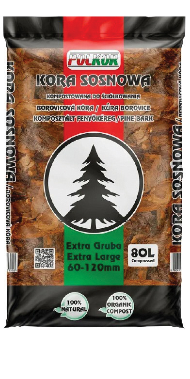 Kora Sosnowa Ogrodnicza 60mm - 120mm 80L Polkor Kora Sosnowa Ogrodnicza 60mm - 120mm 80L Polkor
