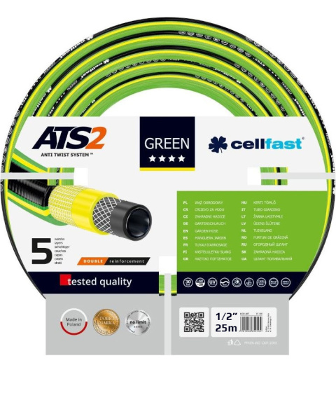 Wąż Ogrodowy 1/2" Pięcio Warstwowy 25mb 15-100 Green Cellfast