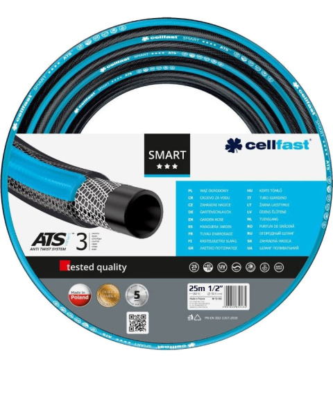 Wąż Ogrodowy 1/2" Trzy Warstwowy 25mb 13-100 Smart Cellfast Wąż Ogrodowy 1/2" Trzy Warstwowy 25mb 13-100 Smart Cellfast