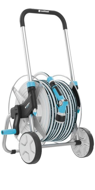 Wózek Na Wąż Ogrodowy z Wężem 1/2" 25m Zraszaczem Pistoletowym i Zestawem Przyłączy 55-065 Explorer Cellfast Wózek Na Wąż Ogrodowy z Wężem 1/2" 25m Zraszaczem Pistoletowym i Zestawem Przyłączy 55-065 Explorer Cellfast