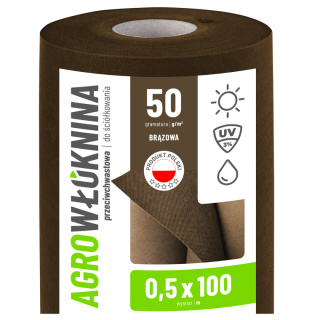 Agrowłóknina Brązowa 50g/m2 UV 0,5m x 100mb GF Agro