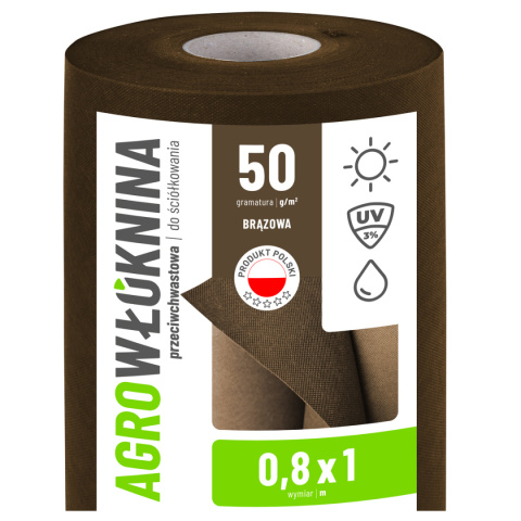 Agrowłóknina Brązowa 50g/m2 UV 0,8m x 1mb GF Agro Agrowłóknina Brązowa 50g/m2 UV 0,8m x 1mb GF Agro