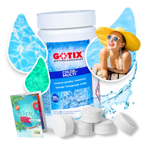 Chlor Do Basenu 80% Multi Tabletki 200g x 5szt 1kg ChlorTix Multi Gotix Chlor Do Basenu 80% Multi Tabletki 200g x 5szt 1kg ChlorTix Multi Gotix