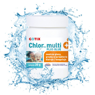 Chlor Do Basenu 80% Multi Tabletki Niebieskie 20g x 25szt 500g ChlorTix Multi Plus Blue Gotix