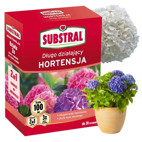 Nawóz Do Hortensji z Zakwaszaczem Długodziałający 100 Dni Mineralny Granulat 1kg Substral Nawóz Do Hortensji z Zakwaszaczem Długodziałający 100 Dni Mineralny Granulat 1kg Substral