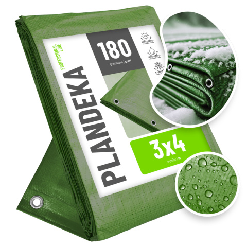 Plandeka Gruba 180g 3m x 4m Zielona Pro GF Line Plandeka Gruba 180g 3m x 4m Zielona Pro GF Line