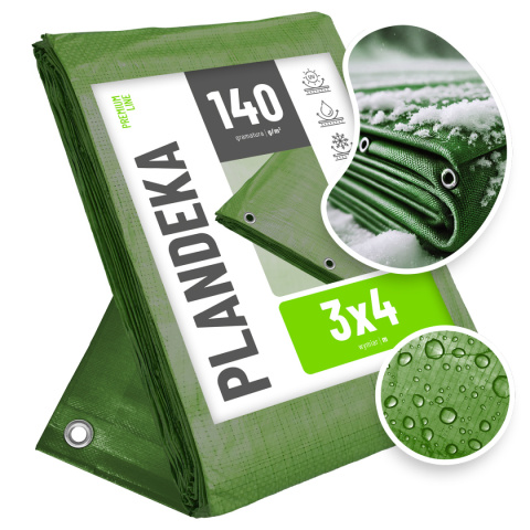 Plandeka Mocna 140g 3m x 4m Zielona Premium GF Line Plandeka Mocna 140g 3m x 4m Zielona Premium GF Line