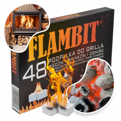 Podpałka Biała do Grilla, Kominka i Pieca 48 Kostek Flambit