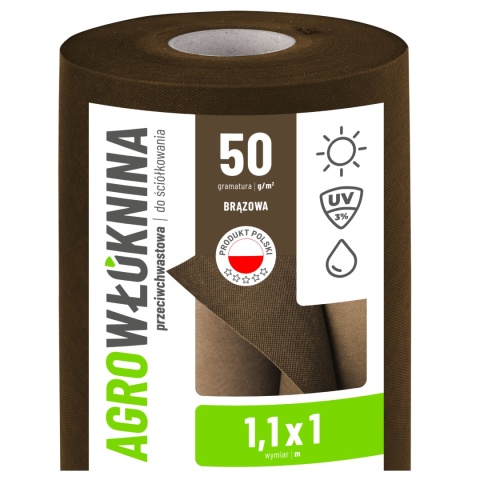Agrowłóknina Brązowa 50g/m2 UV 1,1m x 1mb GF Agro