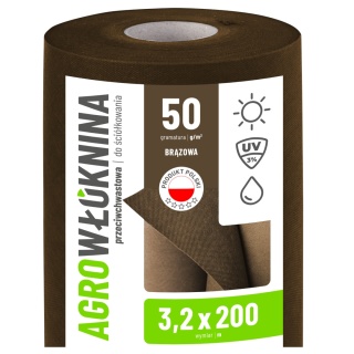 Agrowłóknina Brązowa 50g/m2 UV 3,2m x 200mb GF Agro