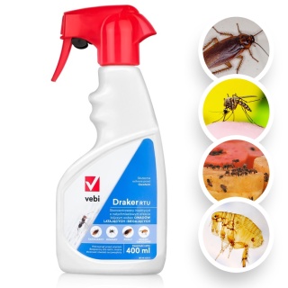 Draker RTU Spray Środek Owadobójczy Na Mrówki Pchły Kleszcze Komary 400ml Vebi