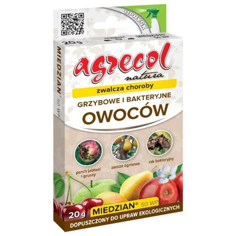 Miedzian 50 WP 20g Fungicyd Środek Grzybobójczy Do Zwalczania Chorób Grzybowych w Uprawach Roślin Agrecol
