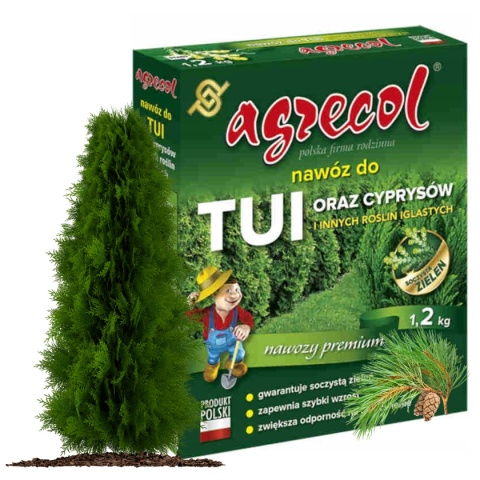 Nawóz Do Tui i Cyprysów Przeciw Brązowieniu Mineralny Granulat 1,2kg Agrecol