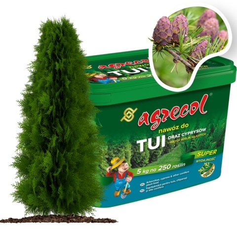 Nawóz Do Tui i Cyprysów Przeciw Brązowieniu Mineralny Granulat 5kg Agrecol