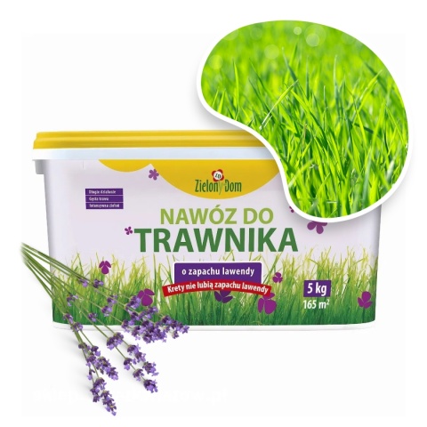 Nawóz Do Trawnika Mineralny Wiosenny o Zapachu Lawendy Granulat 5 kg Zielony Dom