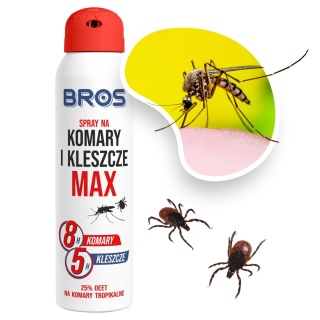 Spray Na Komary i Kleszcze Max 90ml Środek Odstraszający Komary i Kleszcze Bros