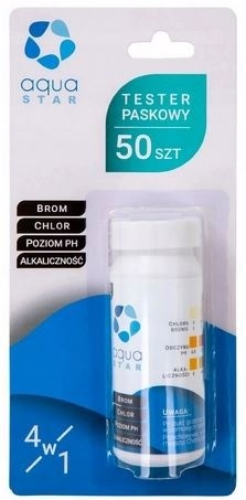 Tester Kolorometryczny Paskowy Do Pomiaru Chloru, Poziomu Ph i Alkaliczność Wody Basenowej 50 Pasków Aquastar