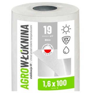 Agrowłóknina Biała 19g/m2 UV 1,6m x 100mb GF Agro