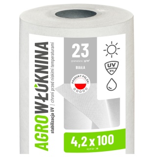 Agrowłóknina Biała 23g/m2 UV 4,2m x 100mb GF Agro