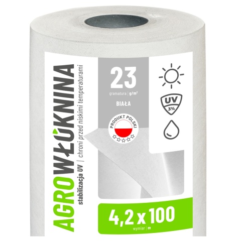 Agrowłóknina Biała 23g/m2 UV 4,2m x 100mb GF Agro