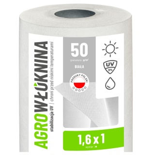 Agrowłóknina Biała 50g/m2 UV 1,6m x 1mb GF Agro