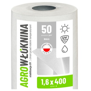 Agrowłóknina Biała 50g/m2 UV 1,6m x 400mb GF Agro