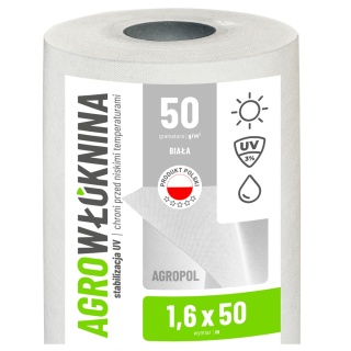 Agrowłóknina Biała 50g/m2 UV 1,6m x 50mb AgroPol