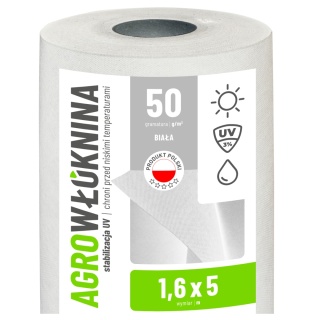 Agrowłóknina Biała 50g/m2 UV 1,6m x 5mb GF Agro