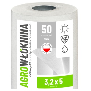 Agrowłóknina Biała 50g/m2 UV 3,2m x 5mb GF Agro