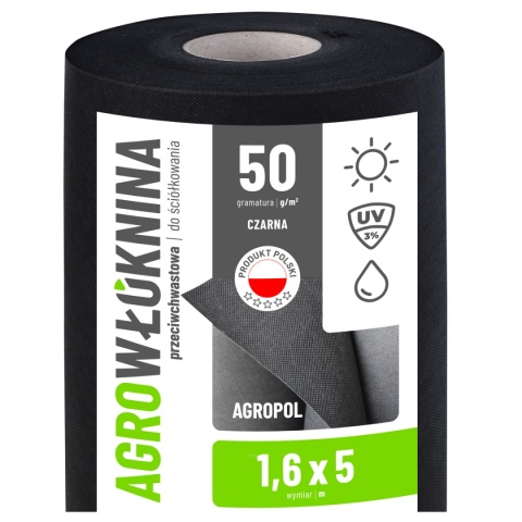 Agrowłóknina Czarna 50g/m2 UV 1,6m x 5mb AgroPol