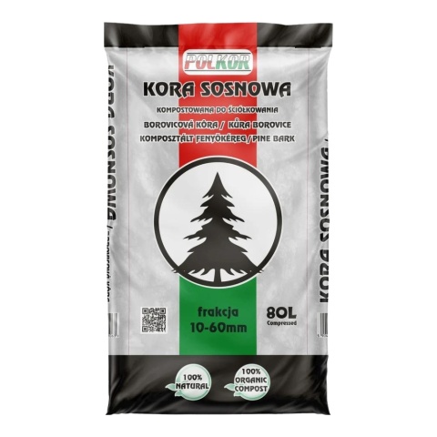 Kora Sosnowa Ogrodnicza 10mm - 60mm 80l Polkor