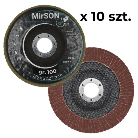 Tarcza lamelkowa ściernica listkowa do metalu i drewna 125 mm P100 Mirson 10 sztuk
