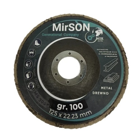 Tarcza lamelkowa ściernica listkowa do metalu i drewna 125 mm P100 Mirson 10 sztuk