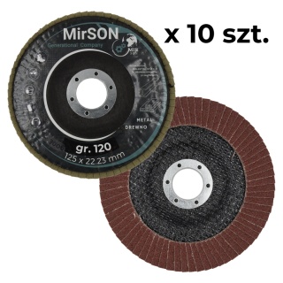 Tarcza lamelkowa ściernica listkowa do metalu i drewna 125 mm P120 Mirson 10 sztuk